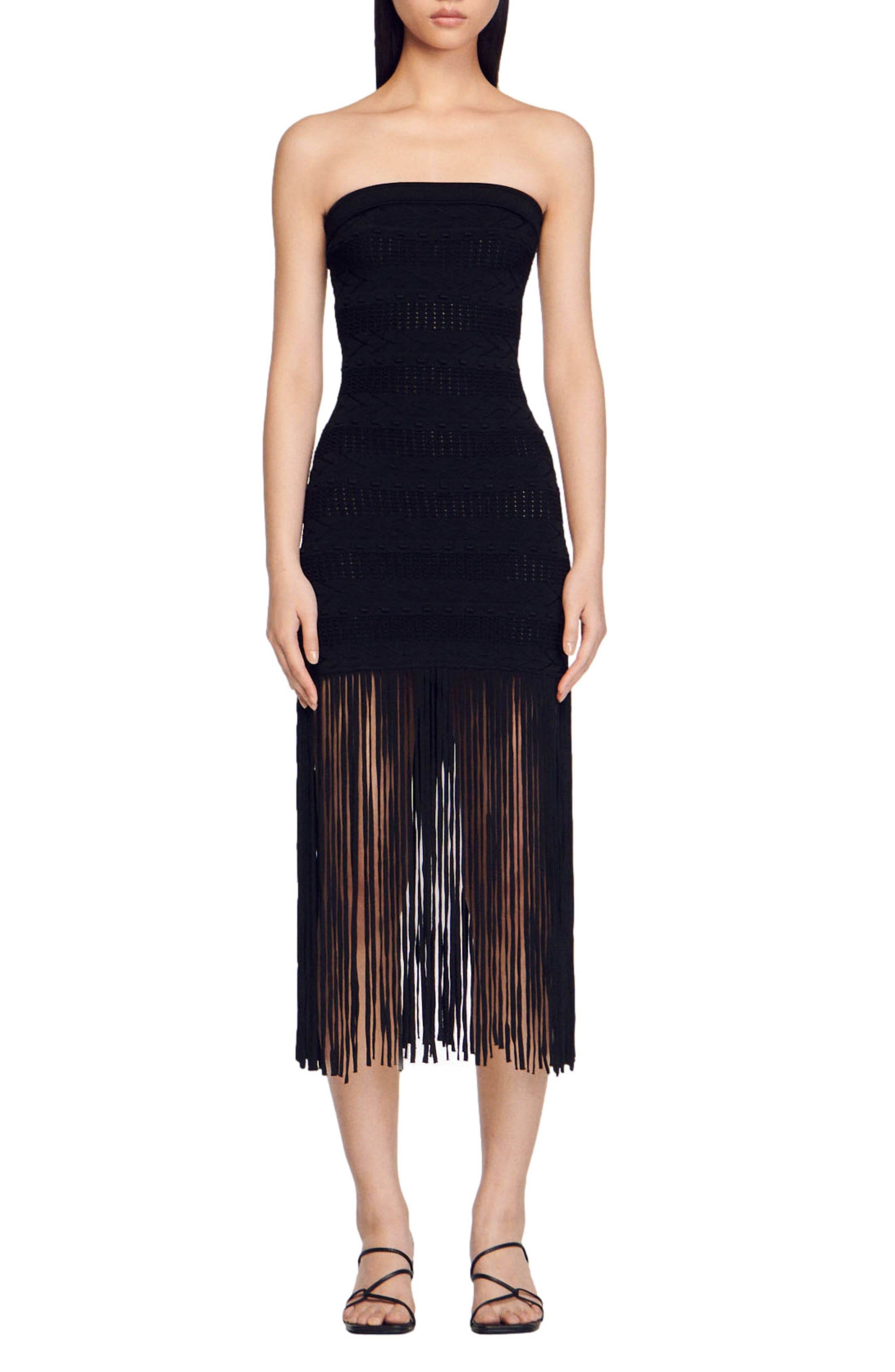 Fringe strapless outlet dress