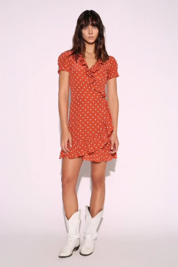 Realisation Par - Valentina Polka Dot Rust Mini Dress