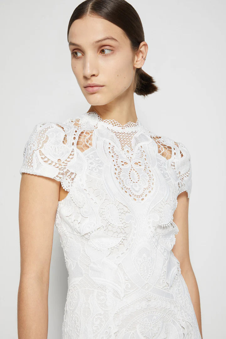 Jonathan Simkhai - Signature Laura Lace Appliqué Midi Dress in White