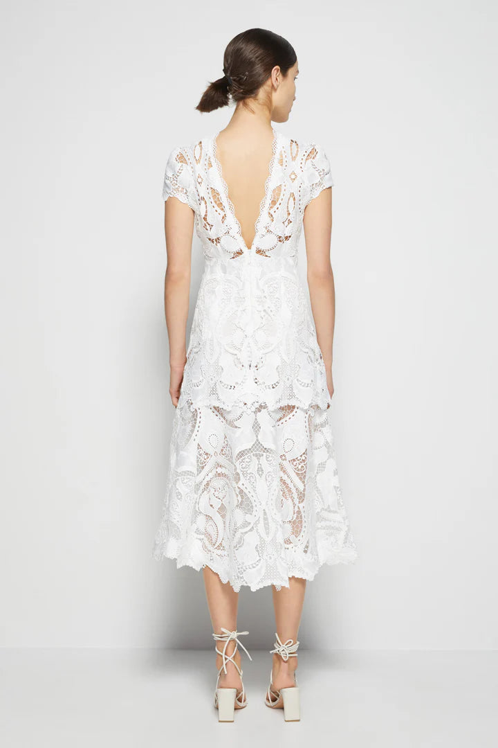 Jonathan Simkhai - Signature Laura Lace Appliqué Midi Dress in White