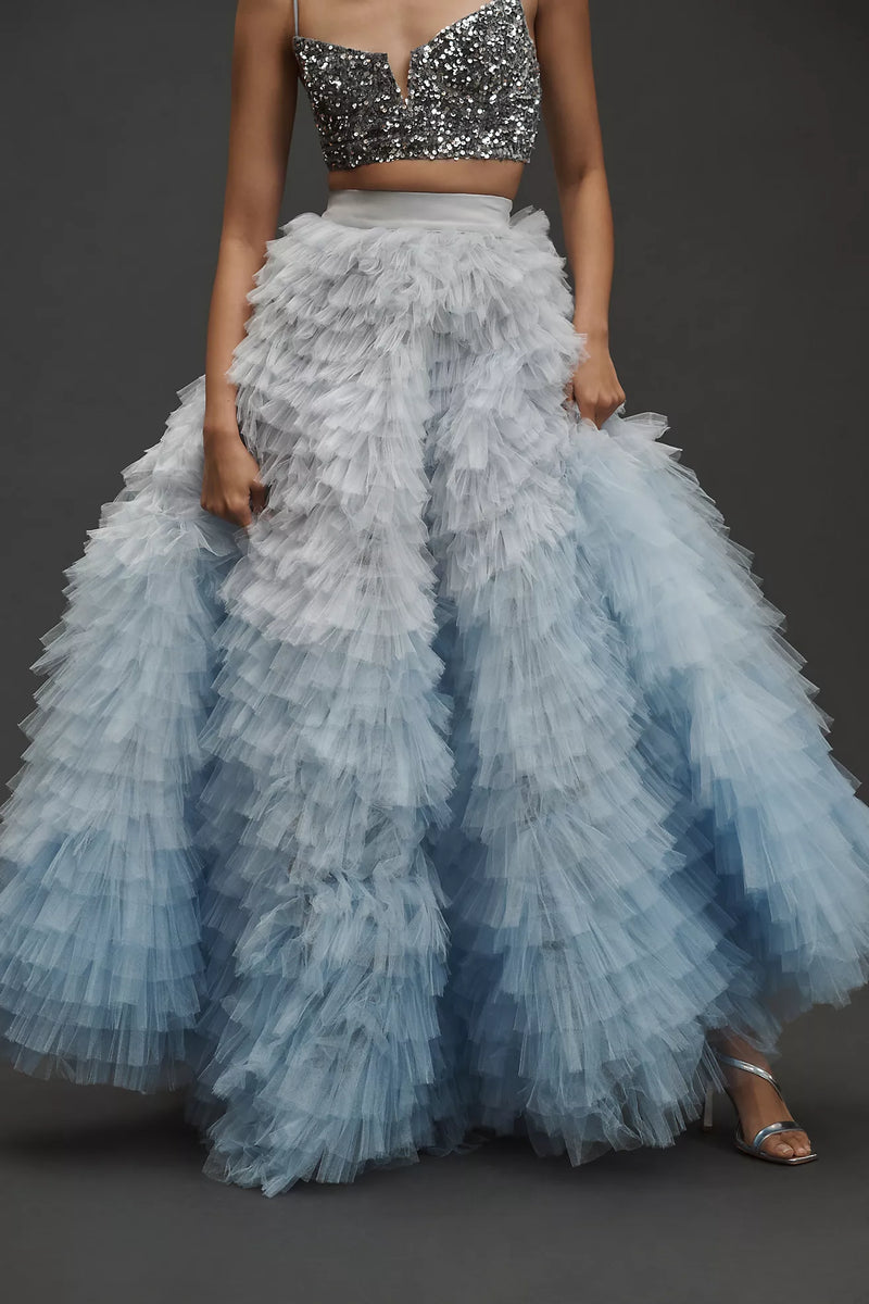 Morphine - Gradient Tiered Ruffle Tulle Skirt