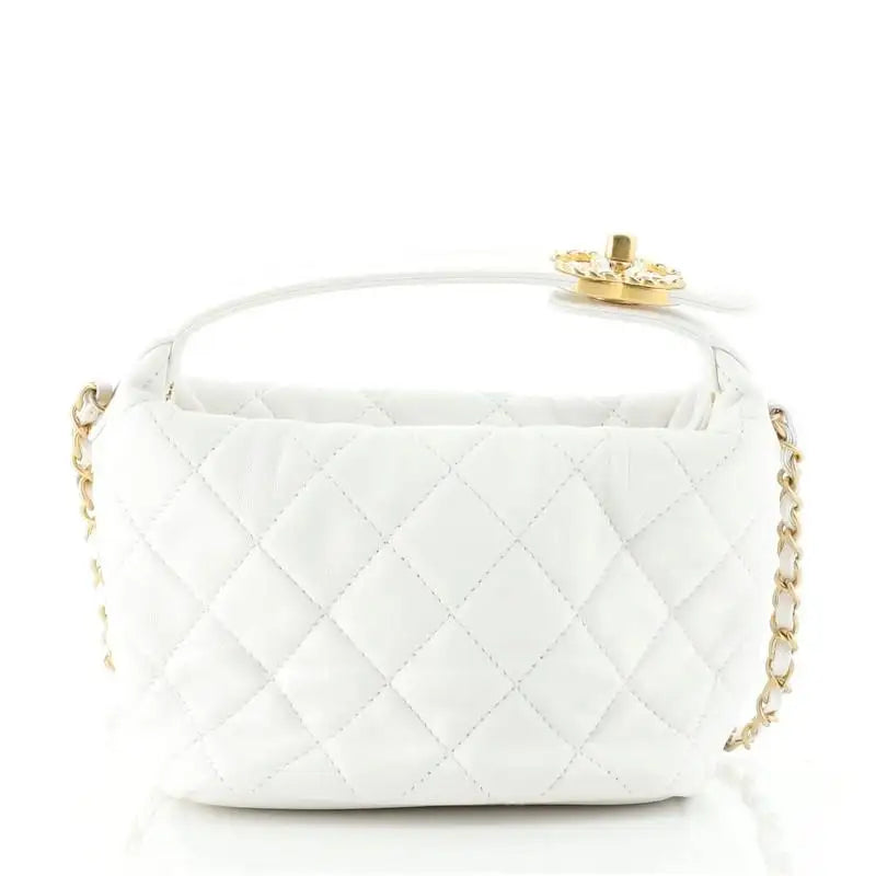 Chanel Perfect Meeting Hobo Quilted Lambskin Small White 21372135