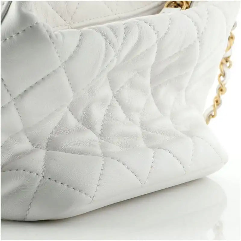 Chanel Perfect Meeting Hobo Quilted Lambskin Small White
